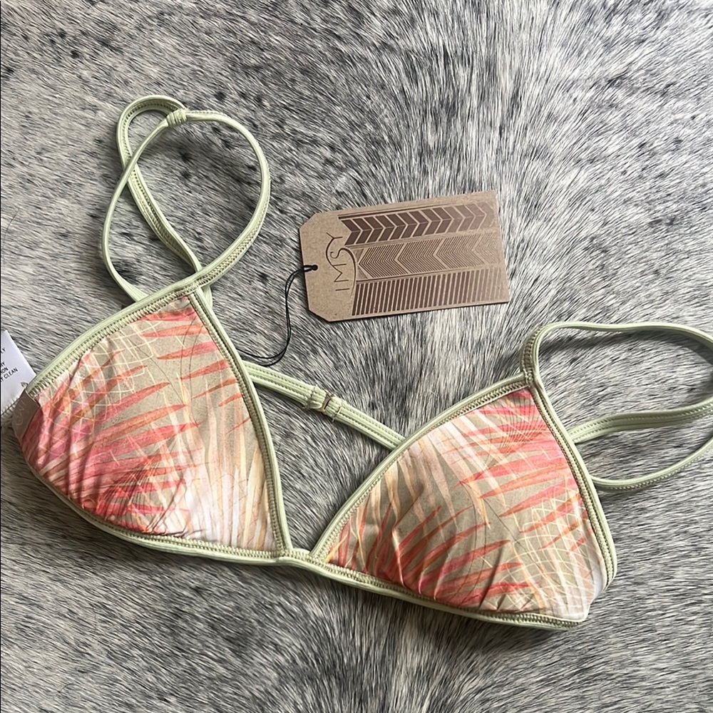 Kanu Surf Pink and Green Bikini Top Swimwear